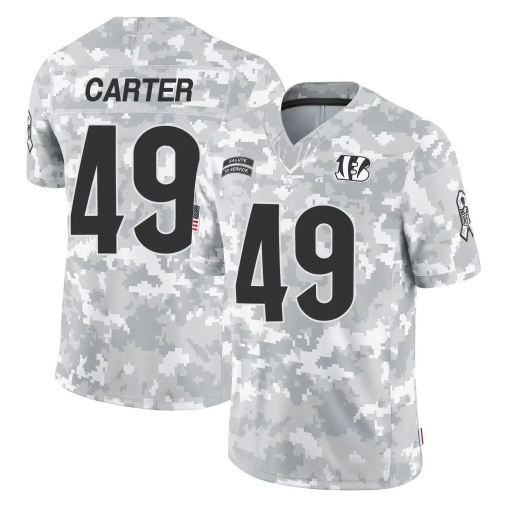 C.Bengals #49 Barrett Carter Player Arctic Camo Salute to Service Limited Odoa Stitched Jerseys