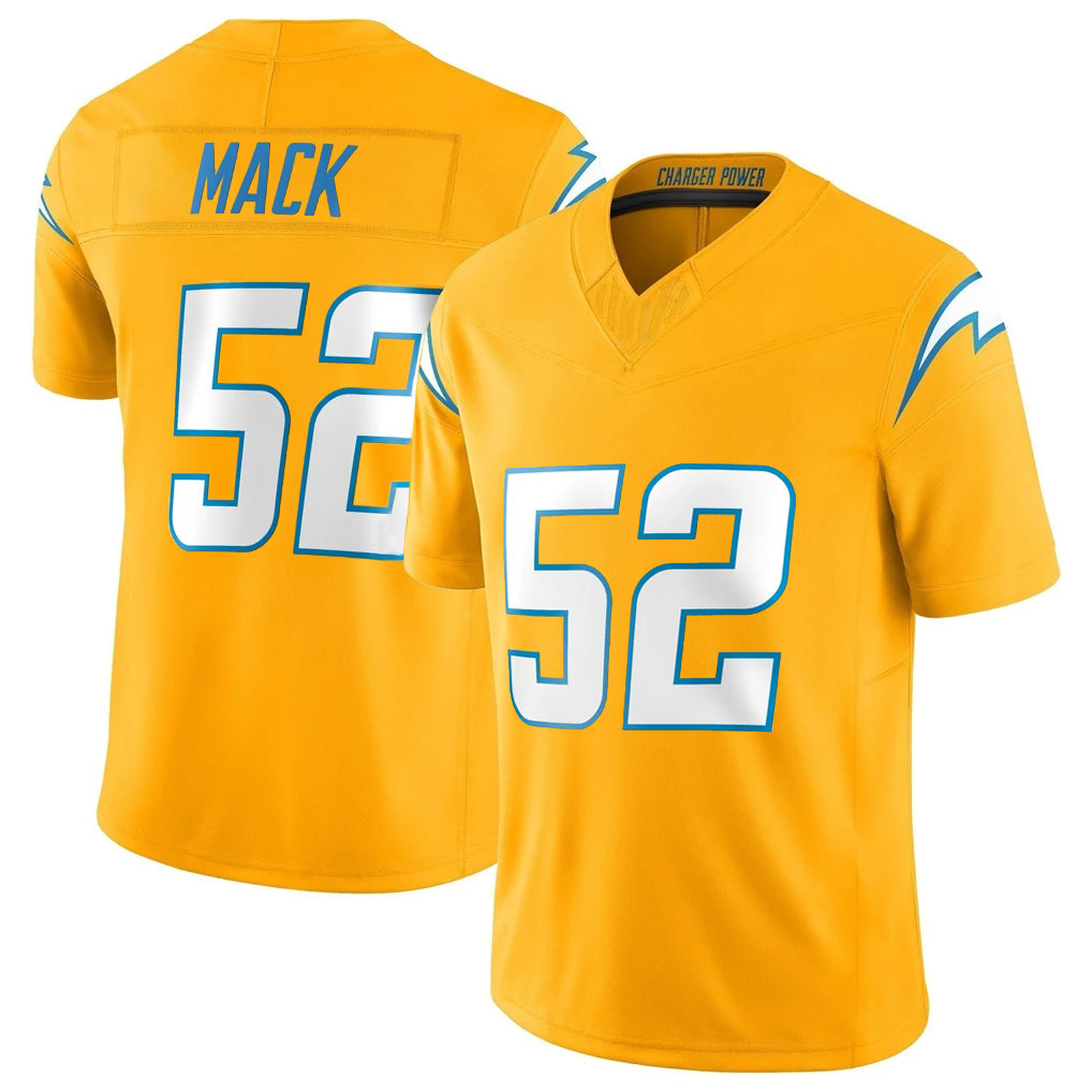 LA.Chargers #52 Khalil Mack Player Gold Limited Vapor F.U.S.E. Home Game Odoa Stitched Jerseys