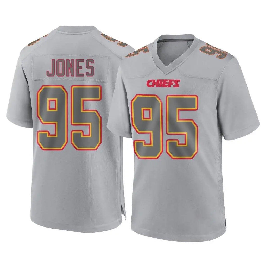 KC.Chiefs #95 Chris Jones Player Gray Atmosphere Fashion Game Odoa Stitched Jerseys