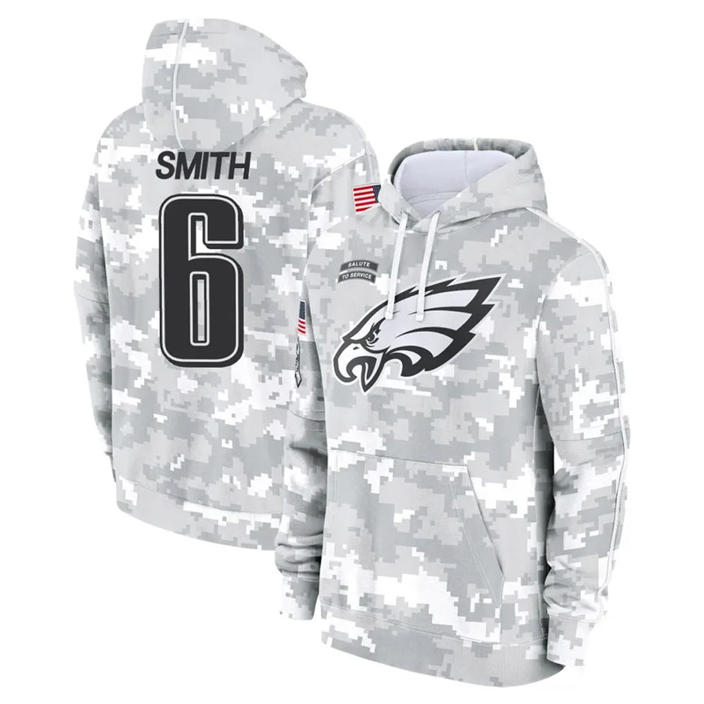 P.Eagles #6 DeVonta Smith Player Arctic Camo Salute to Service Pullover Hoodies Limited Game Odoa Stitched Jerseys