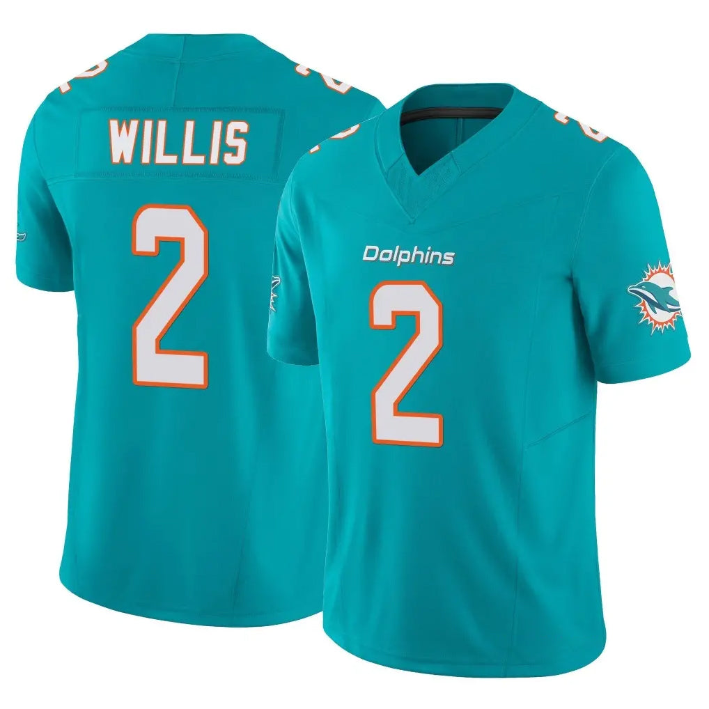 M.Dolphins #2 Malik Willis Player Aqua Limited Vapor F.U.S.E. Home Game Odoa Stitched Jerseys
