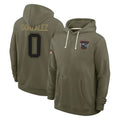 NE.Patriots #0 Christian Gonzalez Player Olive Salute to Service Pullover Hoodies Limited Odoa Stitched Jerseys