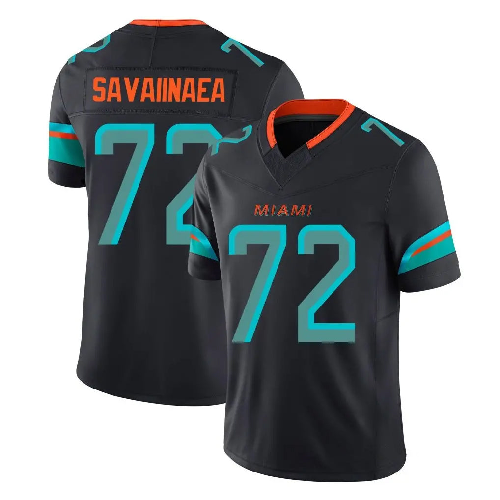 M.Dolphins #72 Jonah Savaiinaea Player Black Limited Pitch Rivalries Collection Home Game Odoa Stitched Jerseys