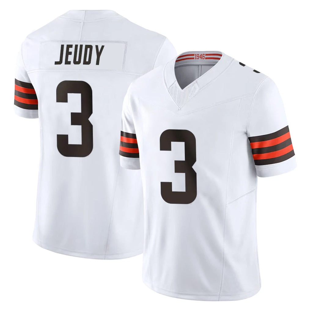C.Browns #3 Jerry Jeudy Player White Vapor F.U.S.E. Limited Home Game Odoa Stitched Jerseys