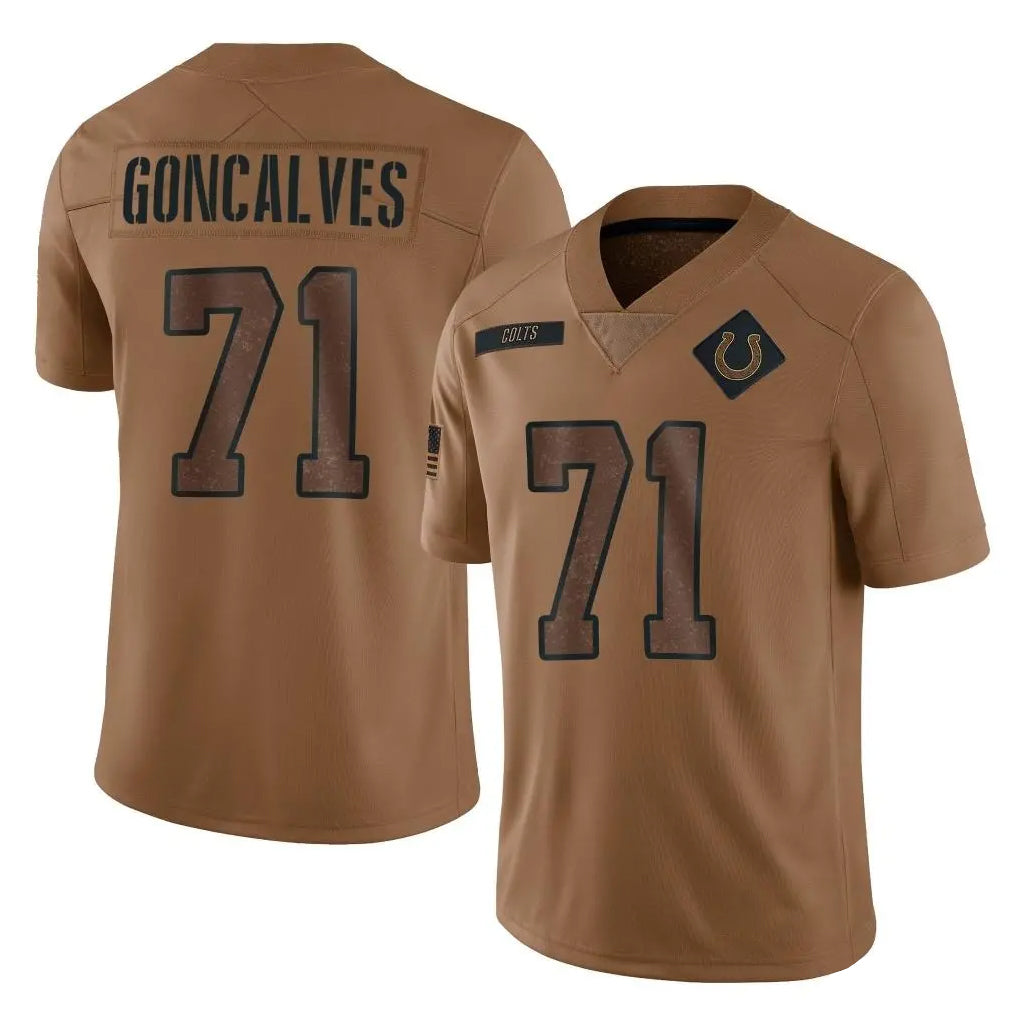 IN.Colts #71 Matt Goncalves Player Brown Salute To Service Limited Odoa Stitched Jerseys