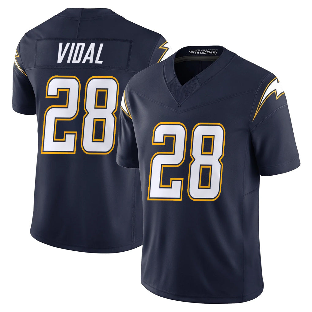 LA.Chargers #28 Kimani Vidal Player Navy Vapor F.U.S.E. Limited Home Game Odoa Stitched Jerseys
