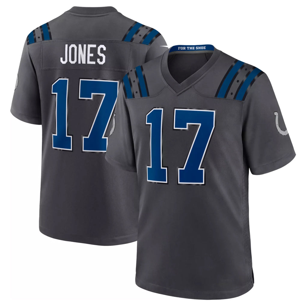 IN.Colts #17 Daniel Jones Player Anthracite 2026 Rivalries Collection Home Game Odoa Stitched Jerseys