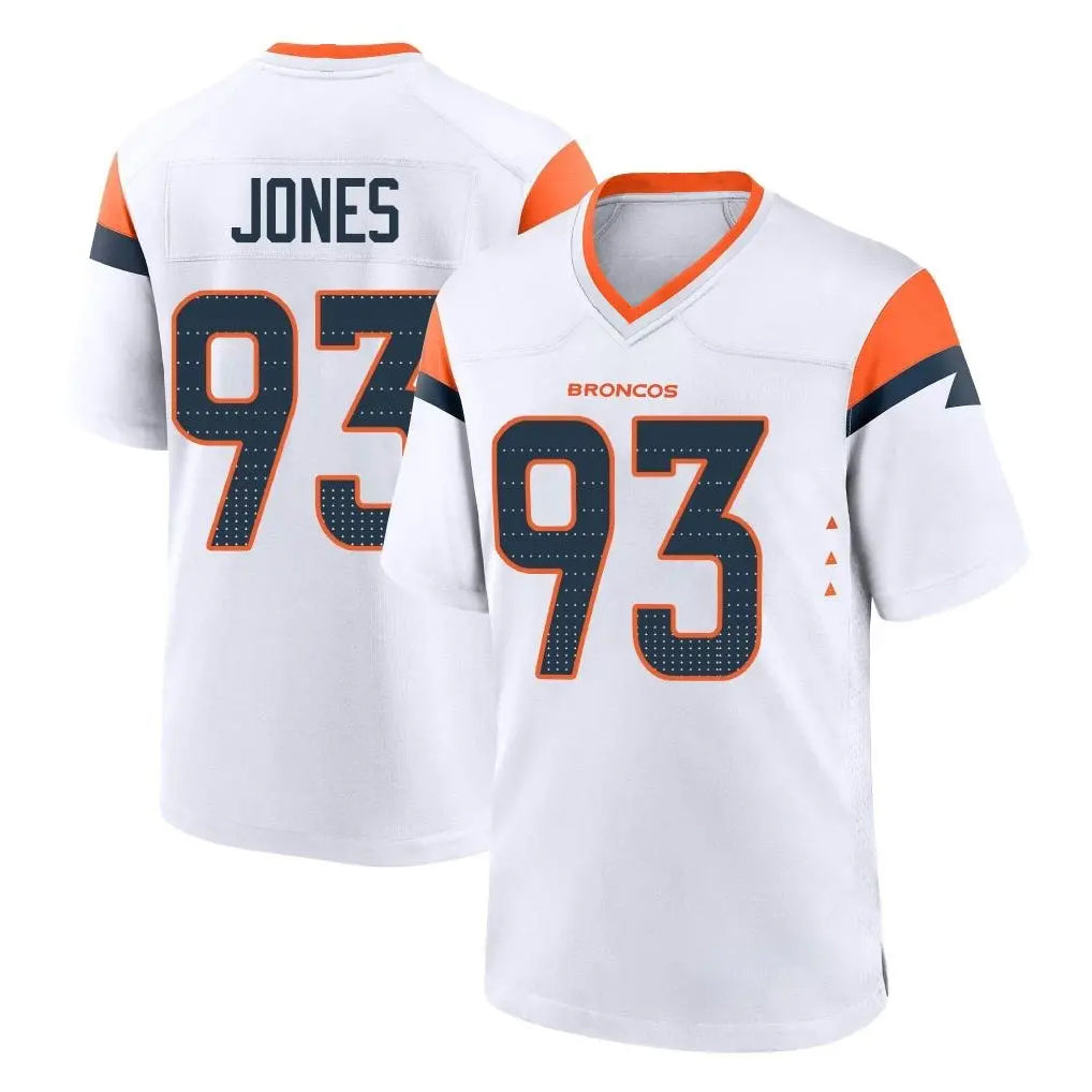 D.Broncos #93 D.J. Jones Player White Home Game Odoa Stitched Jerseys
