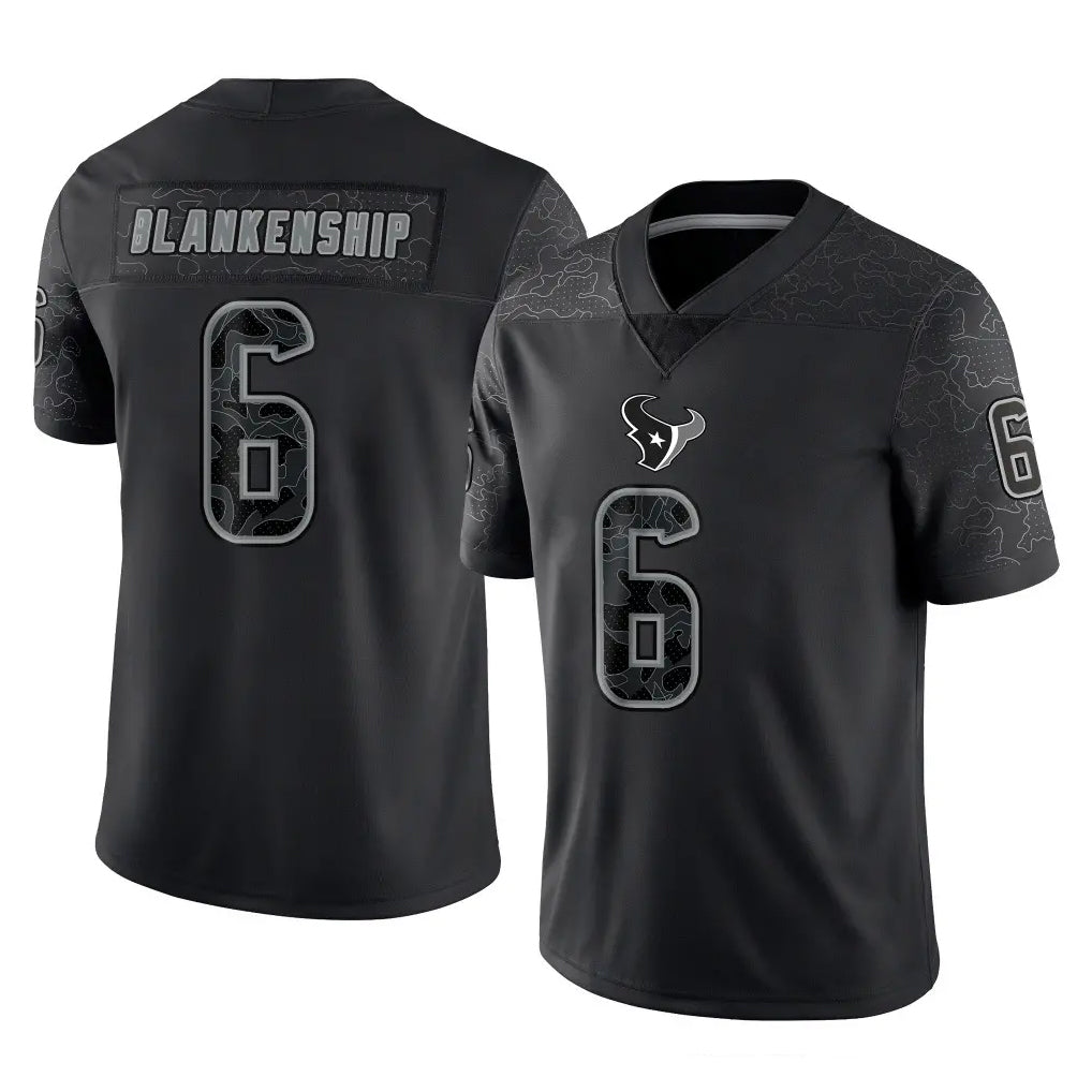 H.Texans #6 Reed Blankenship Player Black Reflective Limited Game Odoa Stitched Jerseys