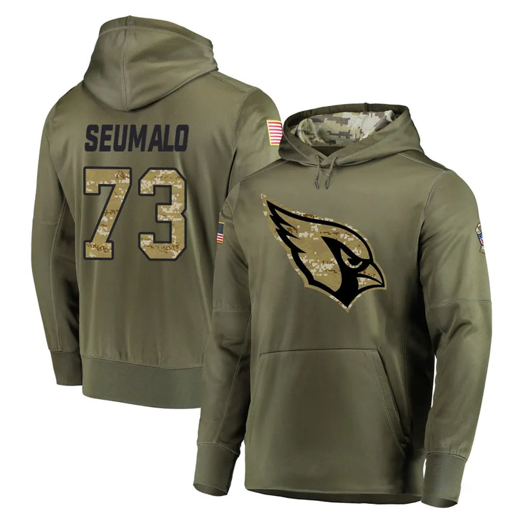 A.Cardinals #73 Isaac Seumalo Player Olive Salute to Service Pullover Hoodie Home Game Odoa Stitched Jerseys