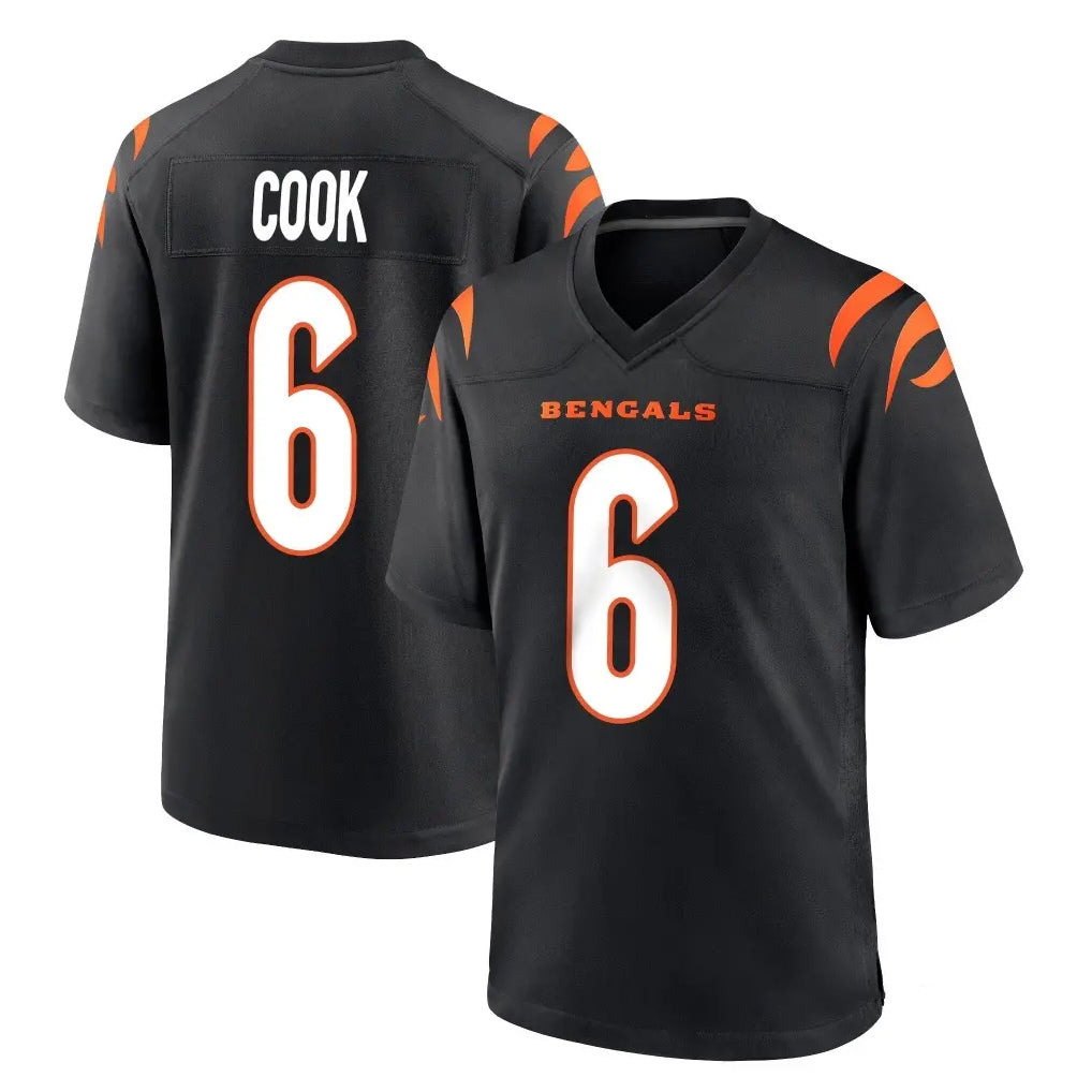 C.Bengals #6 Brian Cook Player Black Home Game Odoa Stitched Jerseys