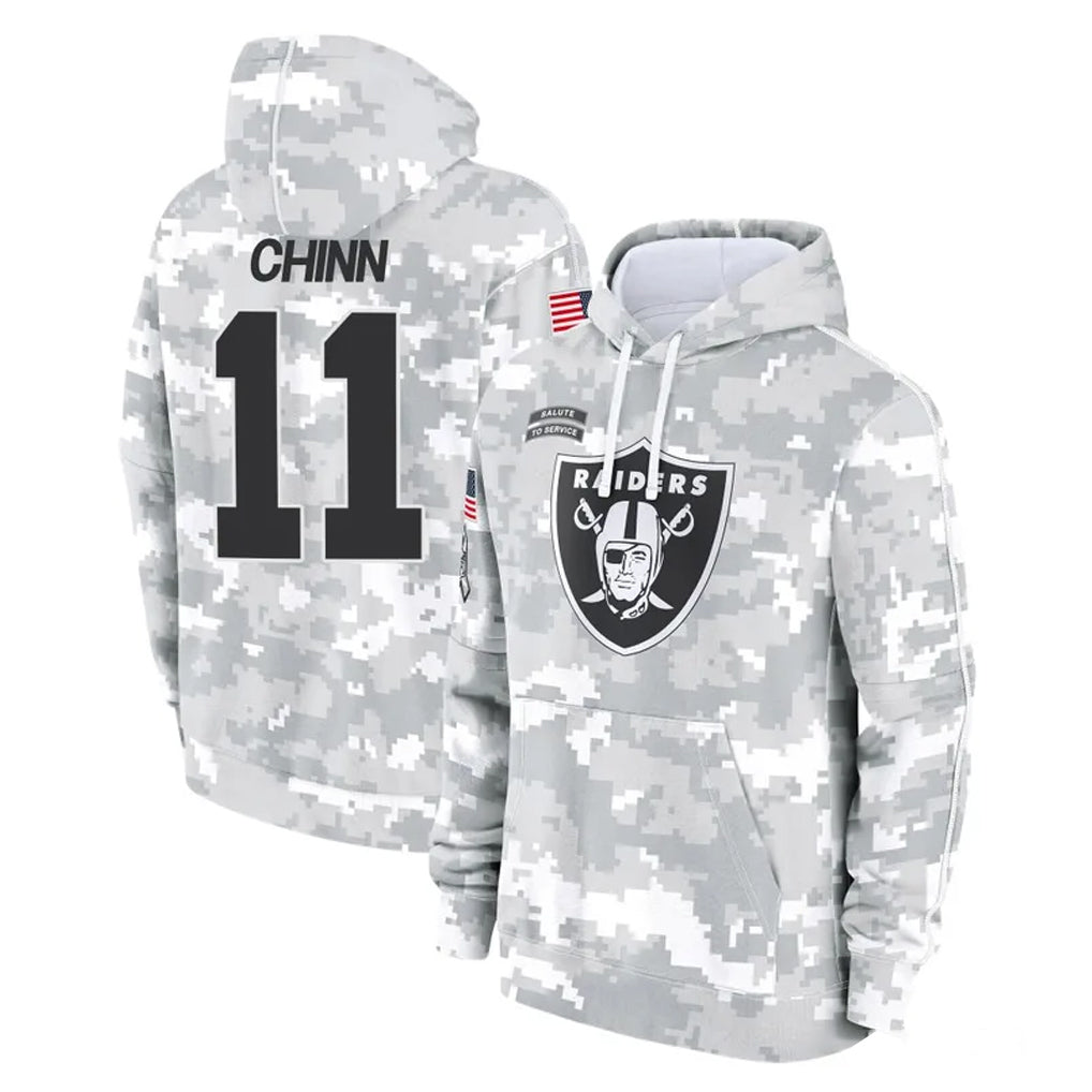 LV.Raiders #11 Jeremy Chinn Player Arctic Camo Salute to Service Hoodies Limited Game Odoa Stitched Jerseys