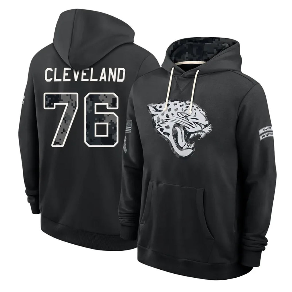 J.Jaguars #76 Ezra Cleveland Player 2026 Black Logo Pullover Hoodies Limited Game Odoa Stitched Jerseys