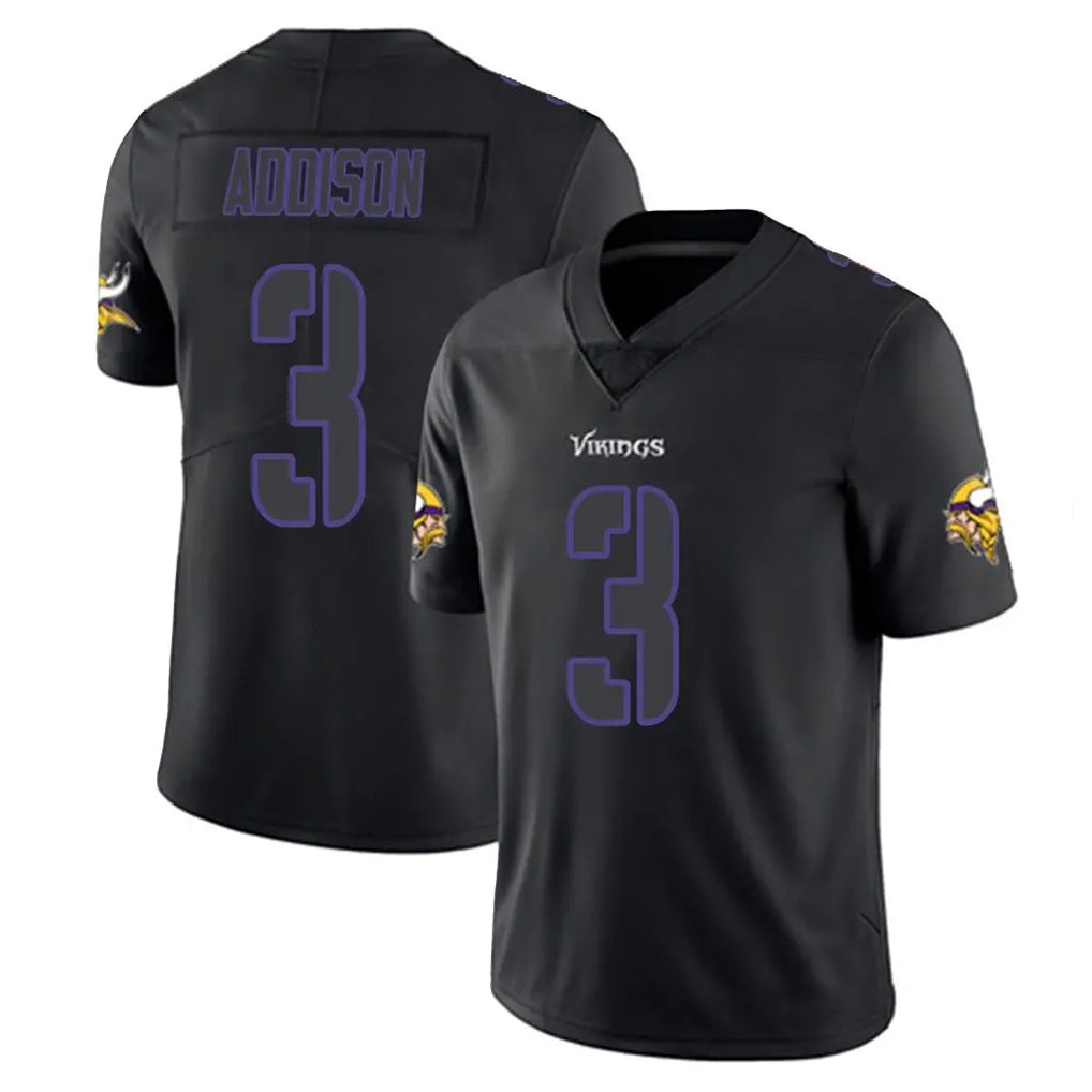 M.Vikings #3 Jordan Addison Player Black Impact LImited Home Game Odoa Stitched Jerseys