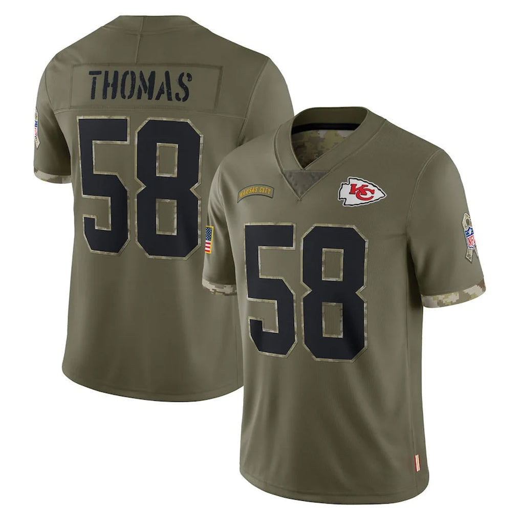 KC.Chiefs #58 Derrick Thomas Player Olive Salute To Service Limited Odoa Stitched Jerseys