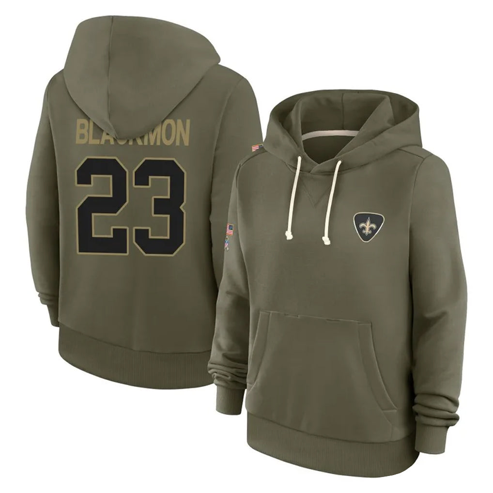 NO.Saints #23 Julian Blackmon Player Olive Salute to Service Pullover Hoodies Limited Odoa Stitched Jerseys