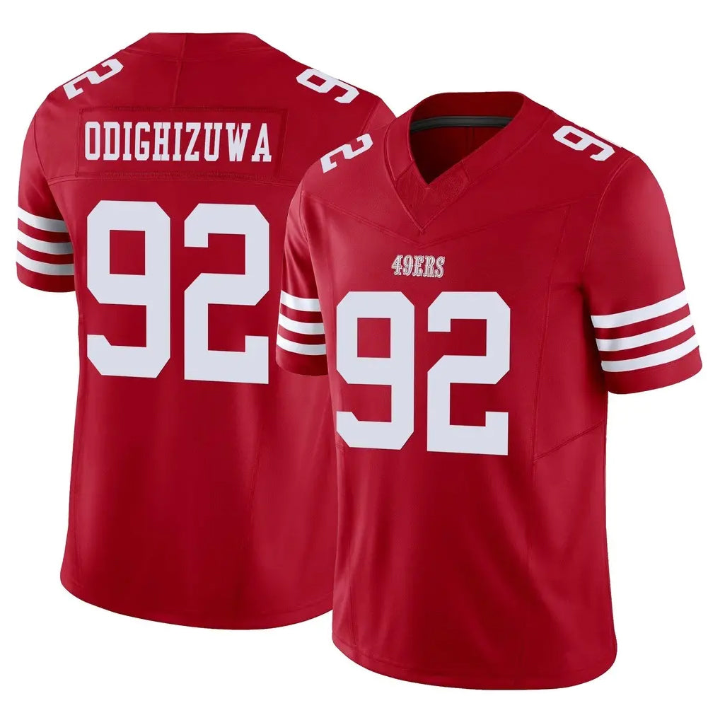 SF.49ers #92 Osa Odighizuwa Player Red Limited Vapor F.U.S.E. Home Game Odoa Stitched Jerseys