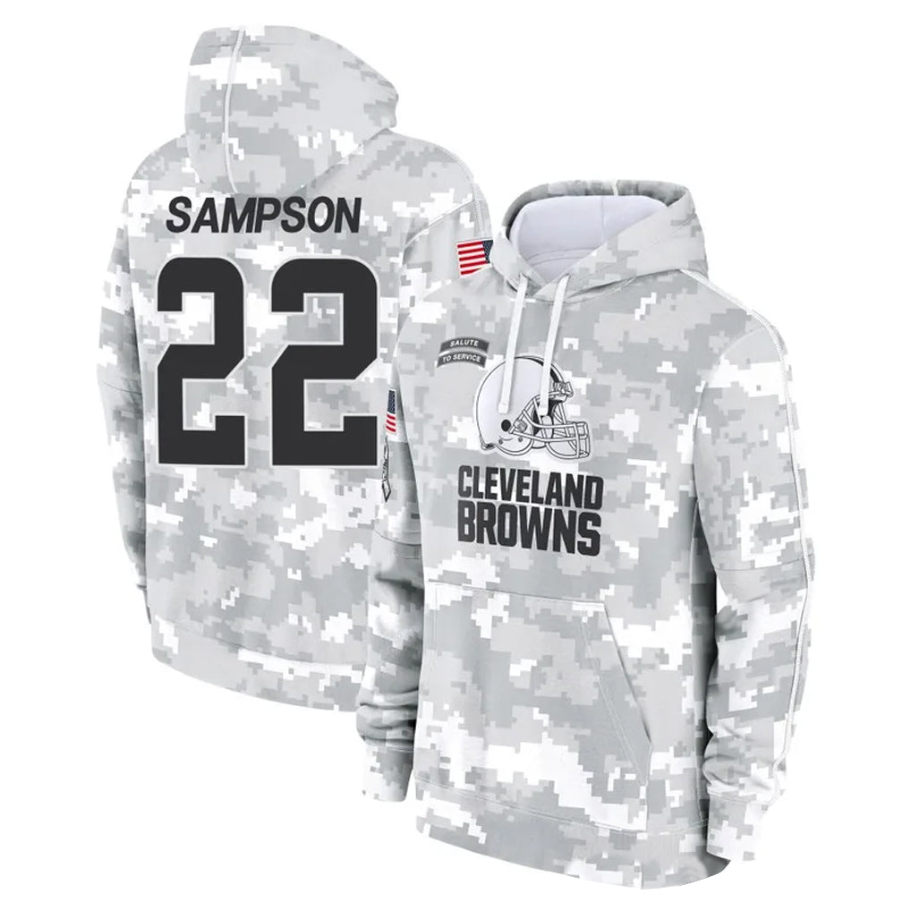 C.Browns #22 Dylan Sampson Player Arctic Camo Salute to Service Hoodies Limited Game Odoa Stitched Jerseys