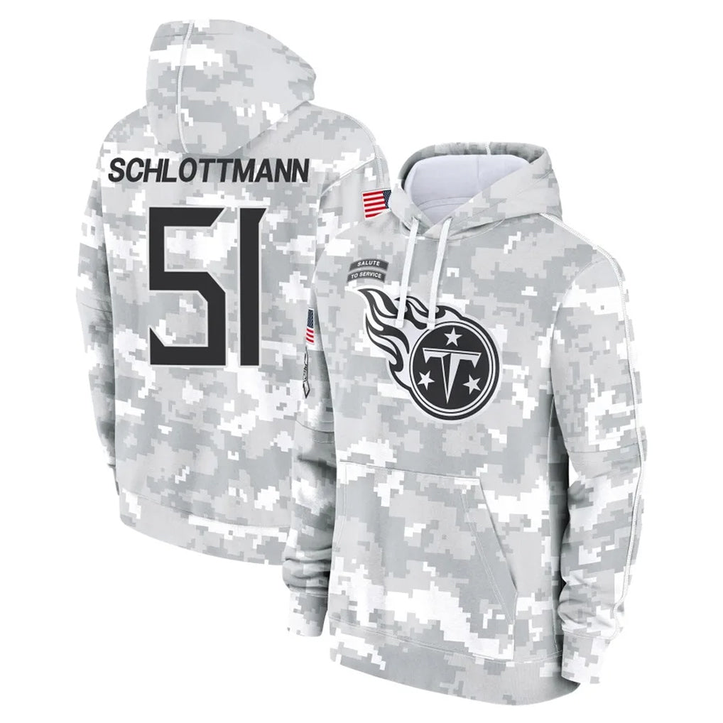 T.Titans #51 Austin Schlottmann Player Camo Arctic Salute to Service Pullover Hoodies Home Game Odoa Stitched Jerseys