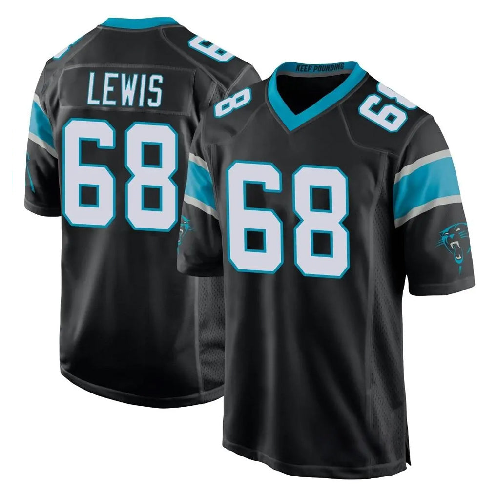 C.Panthers #68 Damien Lewis Player Black Home Game Odoa Stitched Jerseys