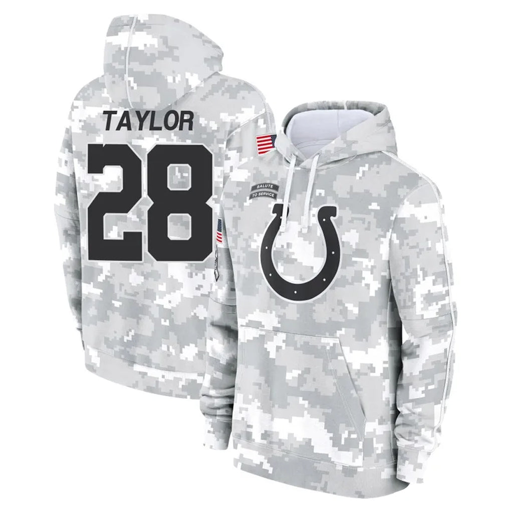 IN.Colts #28 Jonathan Taylor Player Arctic Camo Salute to Service Hoodies Limited Game Odoa Stitched Jerseys