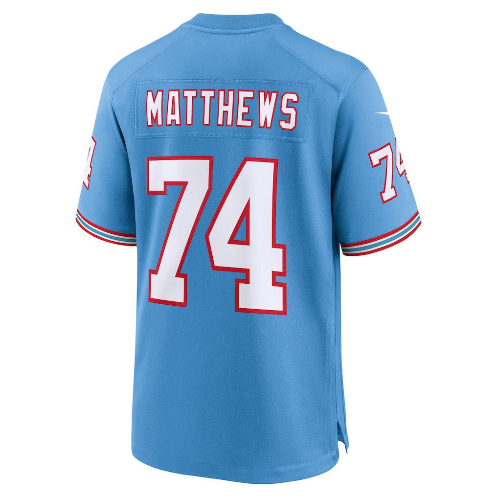 Odoa T.Titans #74 Bruce Matthews Light Blue Retired Player Alternate Game Jersey
