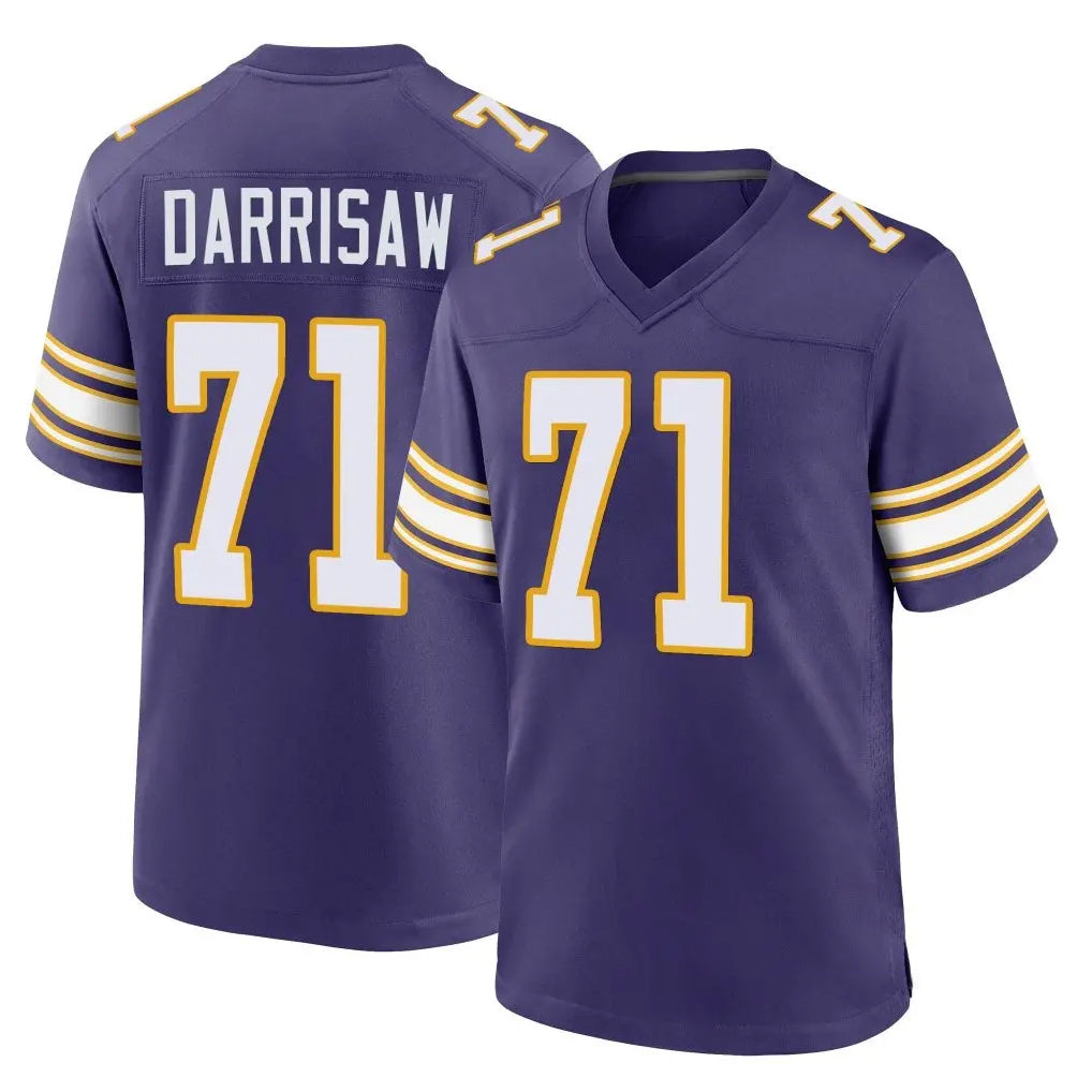 M.Vikings #71 Christian Darrisaw Player Purple Classic Home Game Odoa Stitched Jerseys