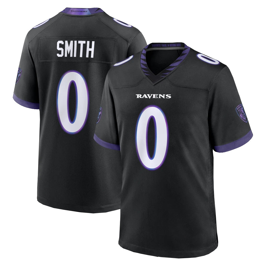 B.Ravens #0 Roquan Smith Player Black Home Game Odoa Stitched Jerseys
