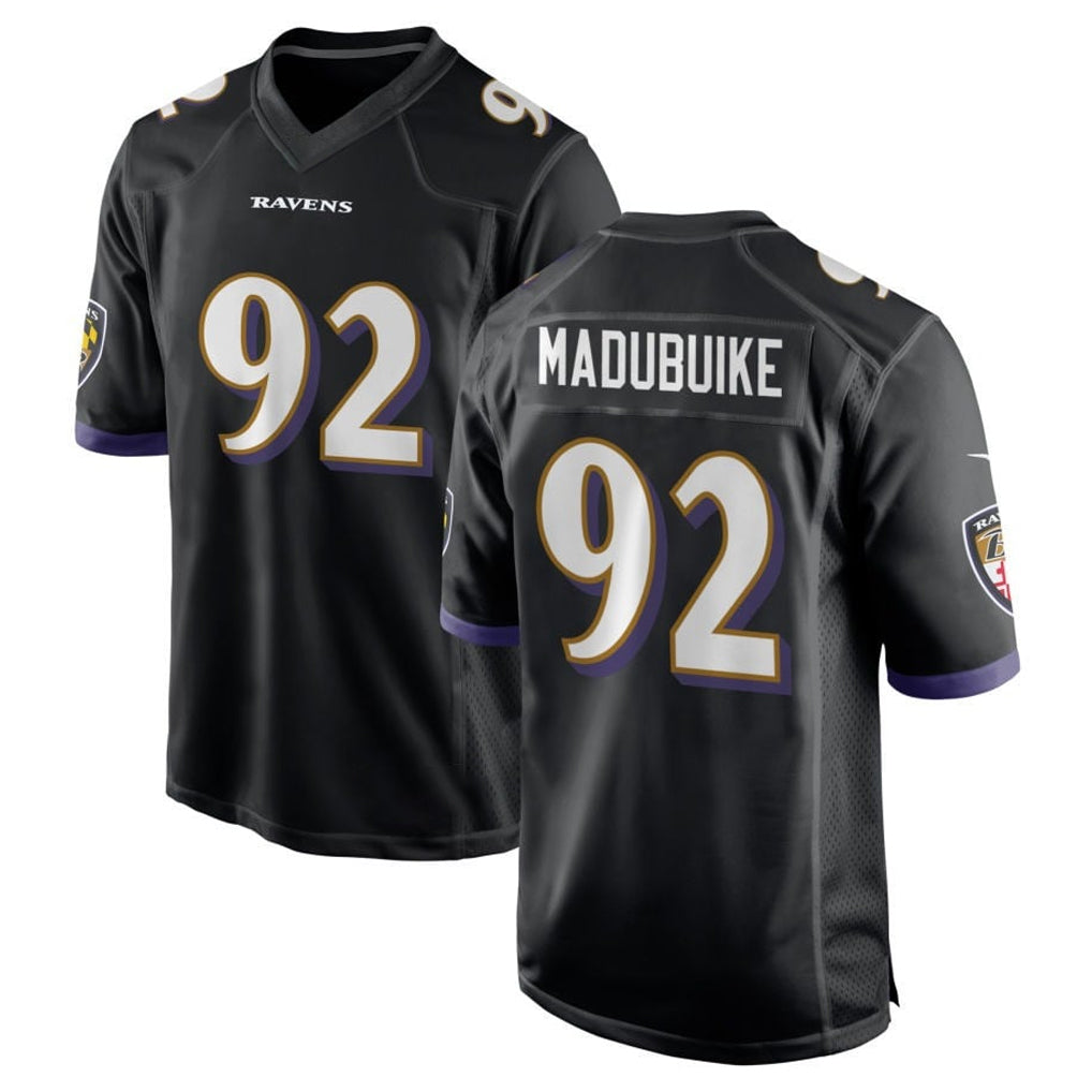 B.Ravens #92 Nnamdi Madubuike Player Black Alternate Home Game Odoa Stitched Jerseys