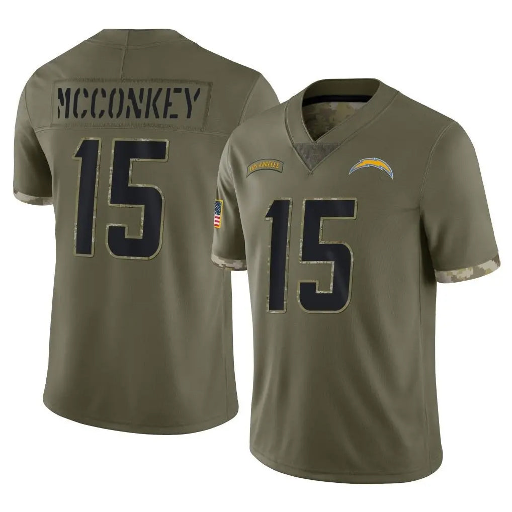 LA.Chargers #15 Ladd McConkey Player Olive Salute To Service Limited Odoa Stitched Jerseys