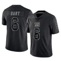 NY.Giants #6 Jaxson Dart Player Black Limited Reflective Home Game Odoa Stitched Jerseys