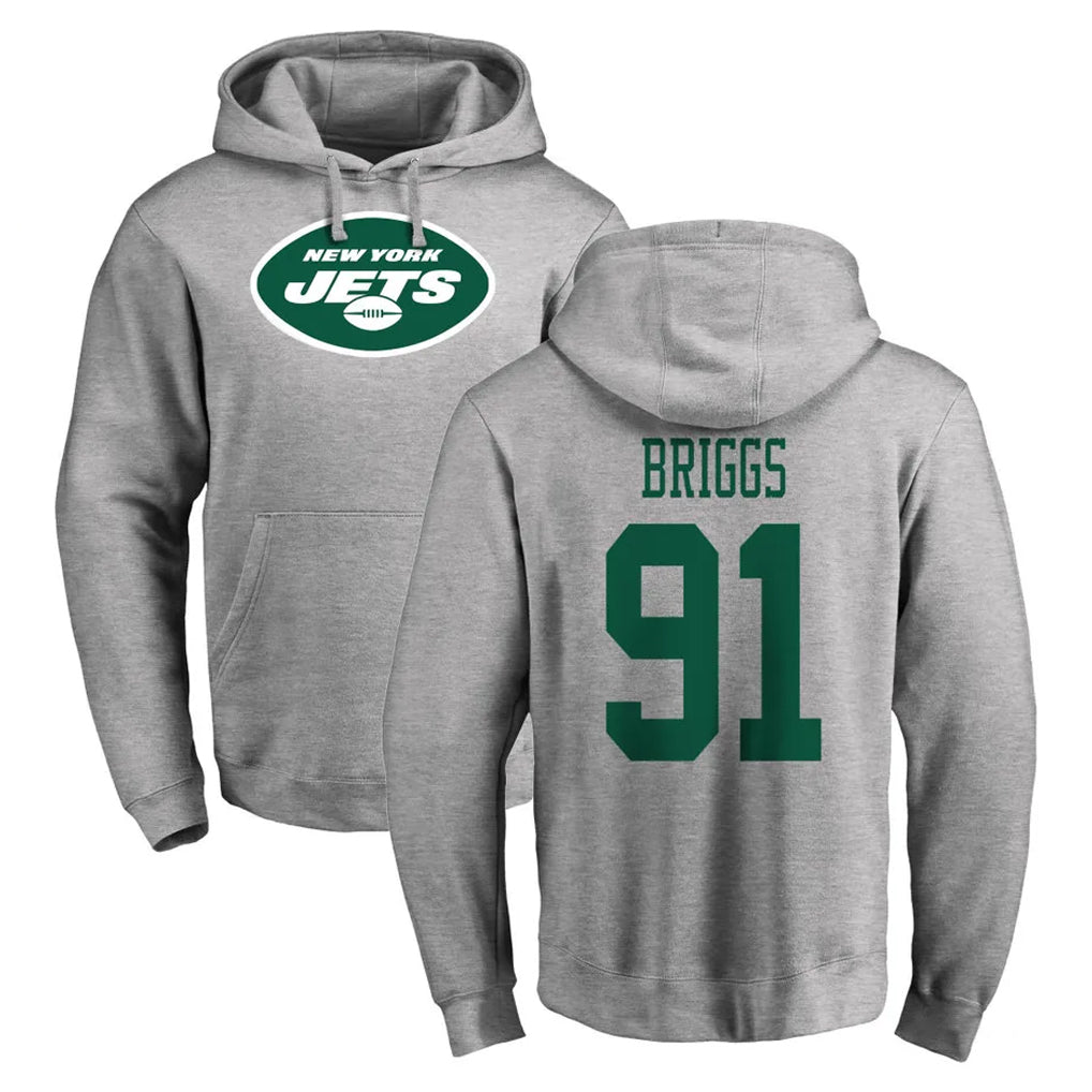 NY.Jets #91 Jowon Briggs Player Gray LOGO Pullover Hoodies Limited Game Odoa Stitched Jerseys