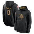 M.Vikings #0 Ivan Pace Jr. Player Black Salute to Service Hoodies Limited Game Odoa Stitched Jerseys