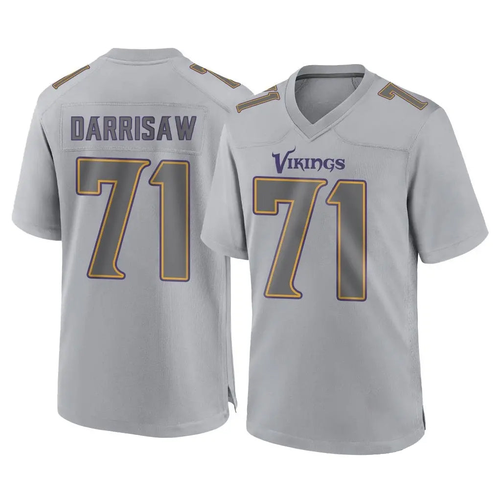 M.Vikings #71 Christian Darrisaw Player Gray Atmosphere Fashion Home Game Odoa Stitched Jerseys
