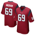 H.Texans #69 Ed Ingram Player Red Home Game Odoa Stitched Jerseys