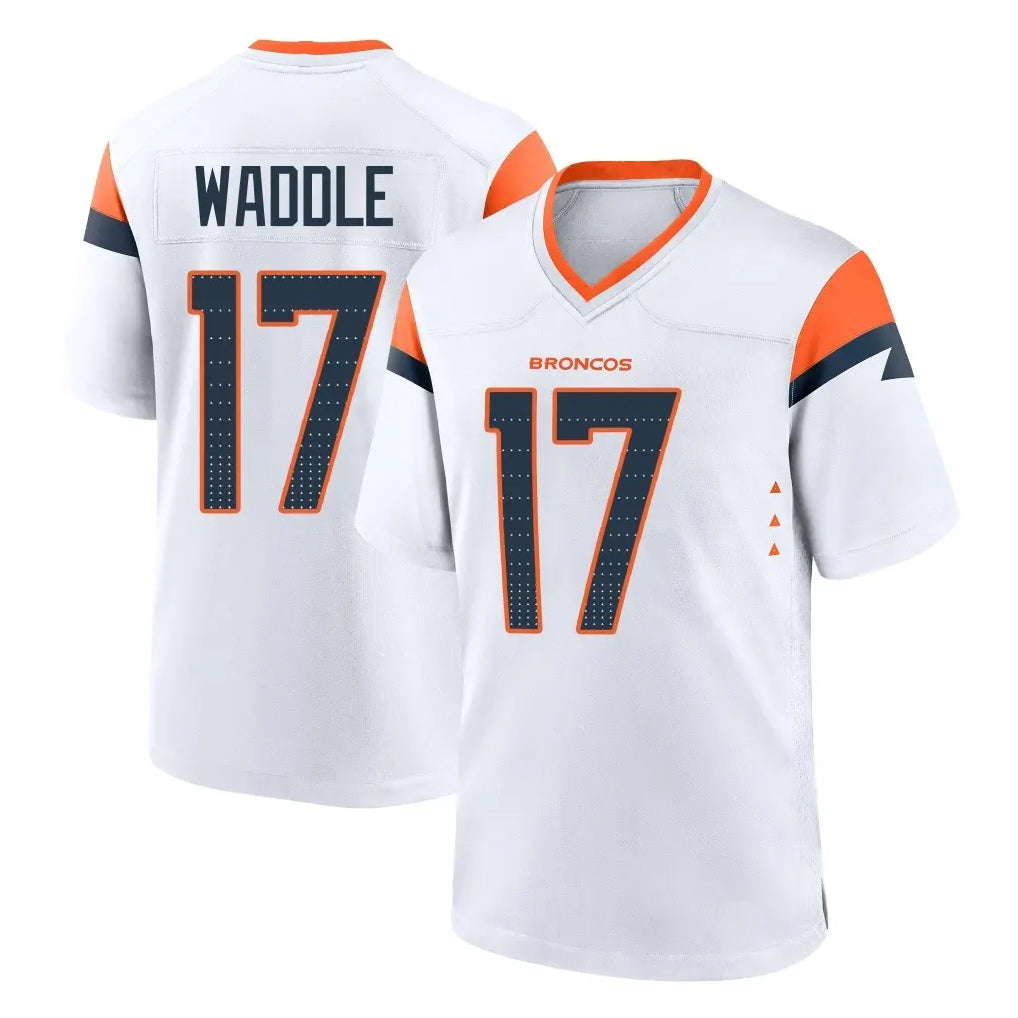 D.Broncos #17 Jaylen Waddle Player White Home Game Odoa Stitched Jerseys