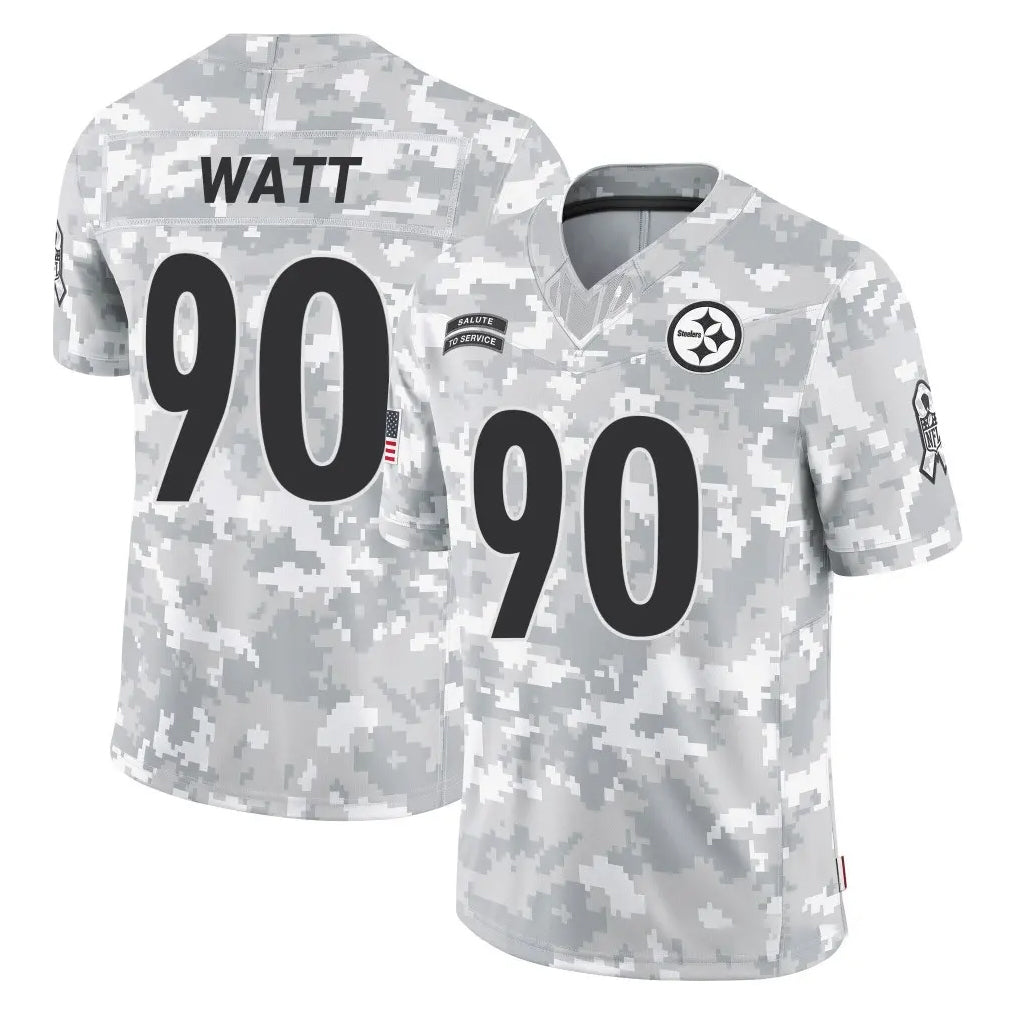 P.Steelers #90 T.J. Watt Player Arctic Camo Limited Salute To Service Home Game Odoa Stitched Jerseys