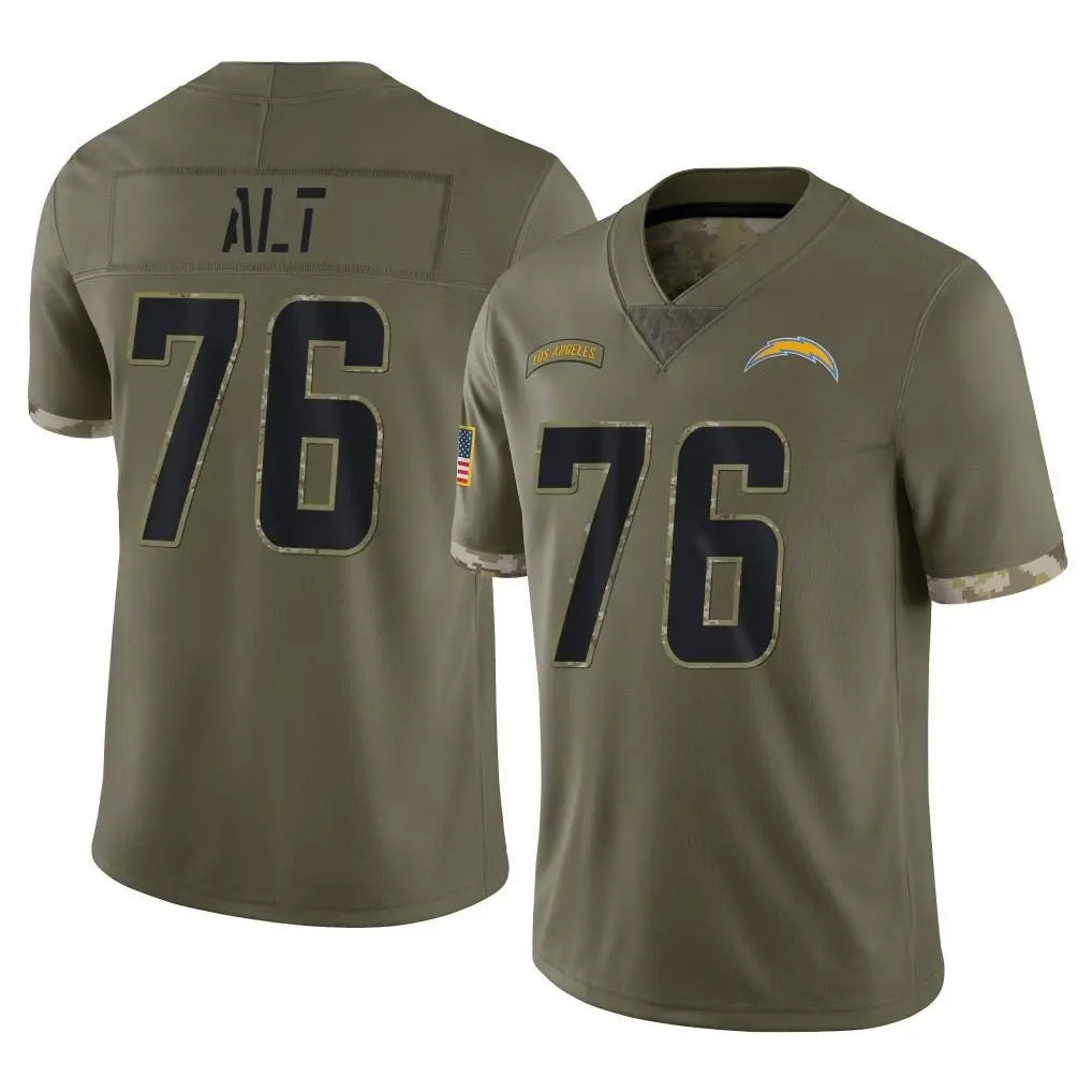 LA.Chargers #76 Joe Alt Player Olive Salute To Service Limited Odoa Stitched Jerseys