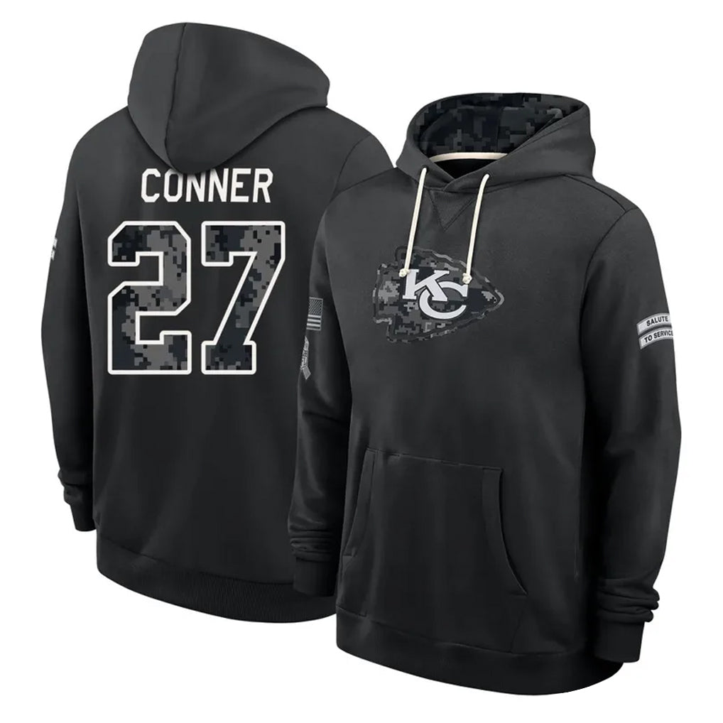 KC.Chiefs #27 Chamarri Conner Player 2026 Black Logo Pullover Hoodies Limited Game Stitched Jerseys