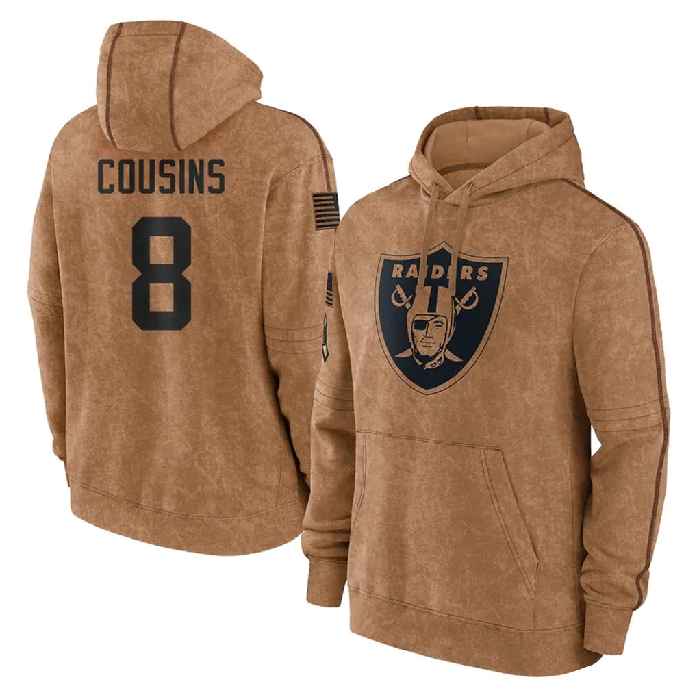 LV.Raiders #8 Kirk Cousins Player Brown Salute to Service Hoodies Limited Game Odoa Stitched Jerseys
