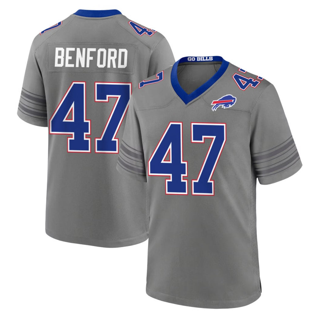B.Bills #47 Christian Benford Player Gray Nickel City Home Game Odoa Stitched Jerseys