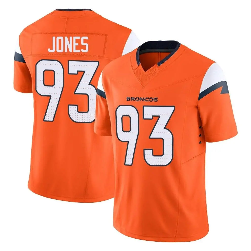 D.Broncos #93 D.J. Jones Player Orange Vapor F.U.S.E. Limited Home Game Odoa Stitched Jerseys