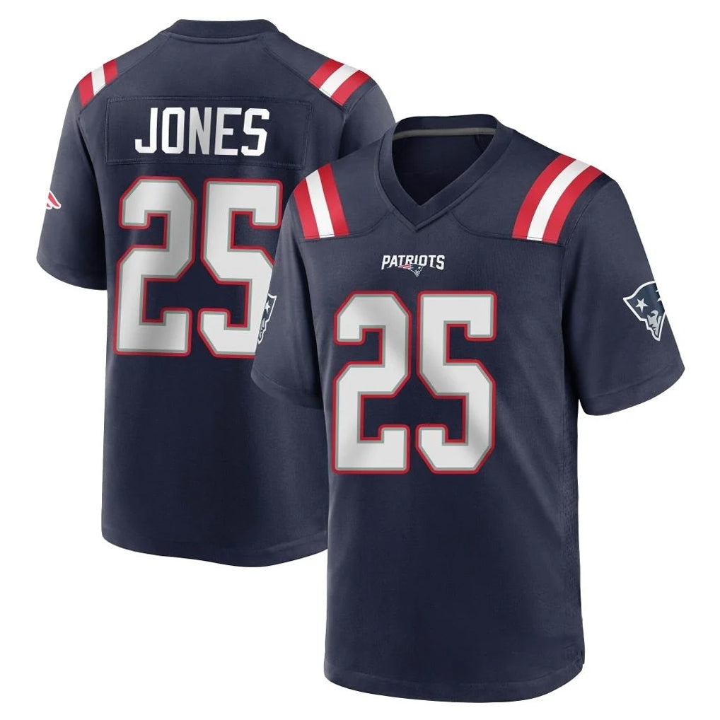 NE.Patriots #25 Marcus Jones Player Navy Home Game Odoa Stitched Jerseys