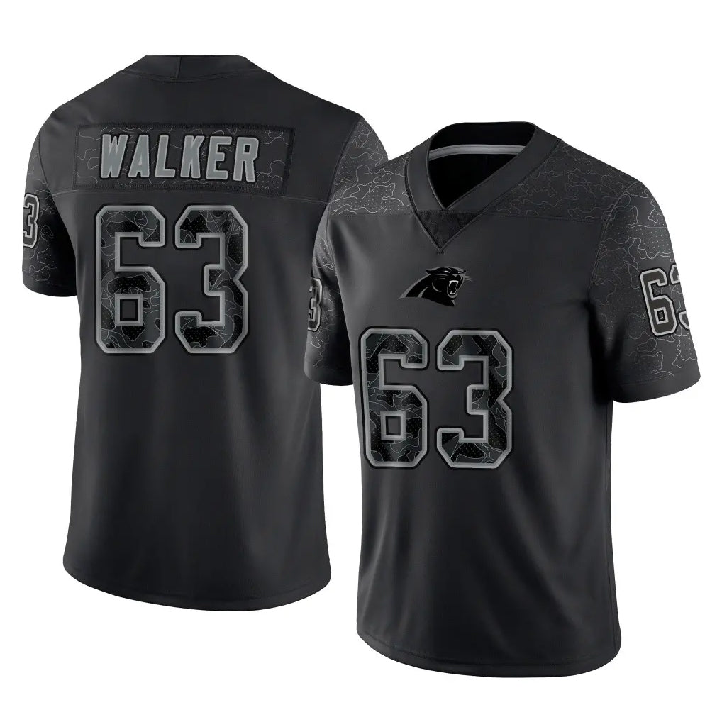 C.Panthers #63 Rasheed Walker Player Black Limited Reflective Game Odoa Stitched Jerseys