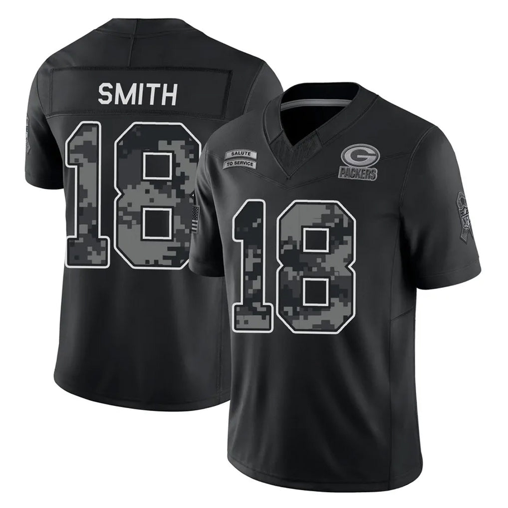 GB.Packers #18 Jonnu Smith Player Black Limited 2026 Salute to Service Home Game Odoa Stitched Jerseys
