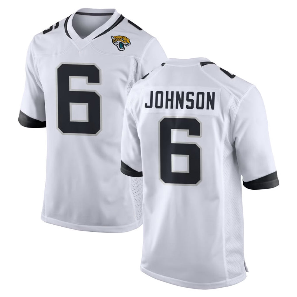 J.Jaguars #6 Antonio Johnson Player White Home Game Odoa Stitched Jerseys