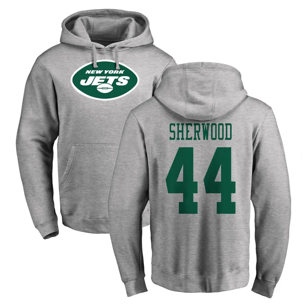 NY.Jets #44 Jamien Sherwood Player Gray LOGO Pullover Hoodies Limited Game Odoa Stitched Jerseys