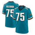 J.Jaguars #75 Emmanuel Pregnon Player Teal Prowler Throwback Limited Home Game Odoa Stitched Jerseys