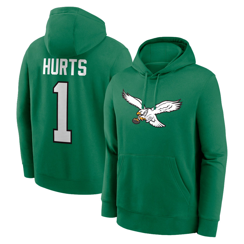 P.Eagles #1 Jalen Hurts Player Green Pullover Hoodies Home Game Odoa Stitched Jerseys