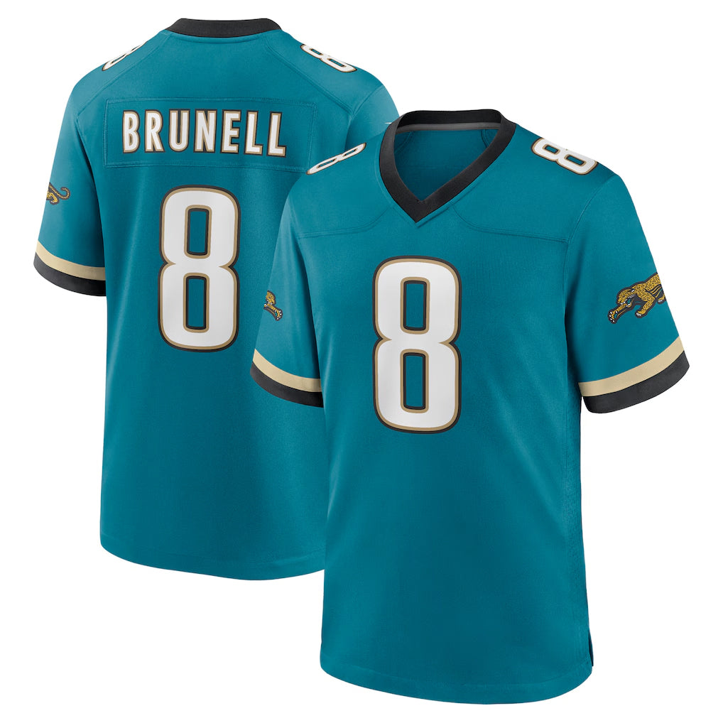 J.Jaguars #8 Mark Brunell?Player Teal Prowler Throwback Limited Home Game Odoa Stitched Jerseys